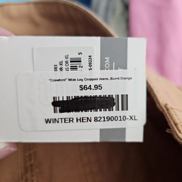 NWT Mud Pie Crawford Wide Leg Cropped Jeans Women's XL (32x26) Burnt Orange - Picture 3 of 11